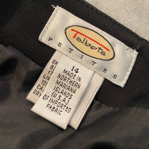 Talbots Size 14P Black Satin Finish Front Slit Zip Back Pencil Skirt Midi - Picture 9 of 9